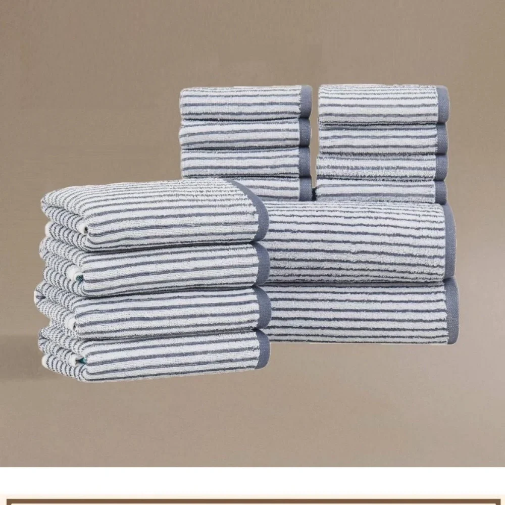 NEW Brooklyn Loom Striped 14pc striped bath set Striped Blue Towel Set